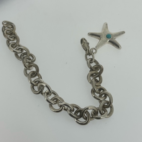 Authentic Tiffany & Co. Sterling Silver Turquoise Starfish Heavy Bracelet 7.25” - Picture 8 of 9